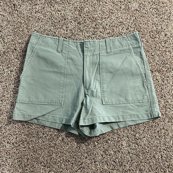 VTG 90s Y2K AMERICAN EAGLE Carpenter Short 6 Mid Rise Denim Utility Grunge Green - Picture 1 of 7